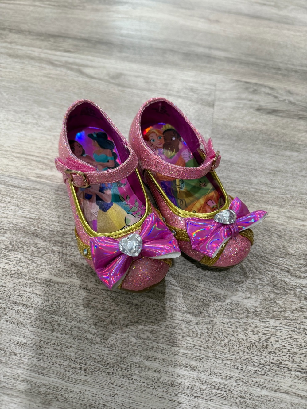 Disney Pink Glitter Bow Princess Mary Jane Shoes